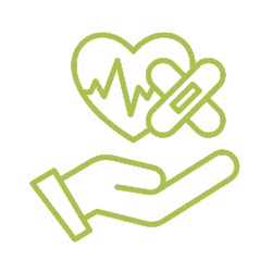 Lifestyle_acute Icon depicting a hand , heart and bandaids